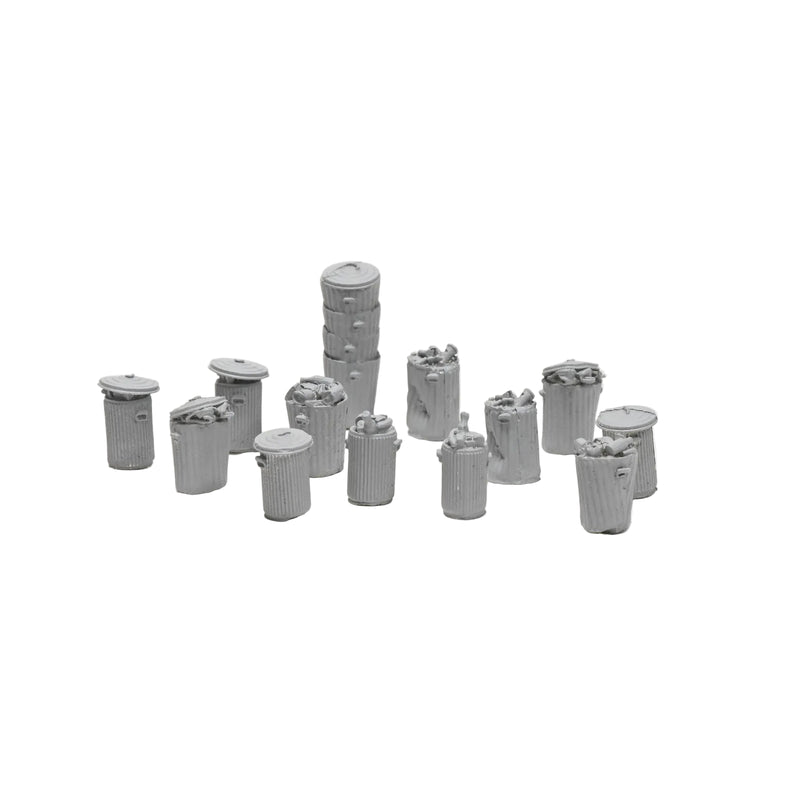 assortment of various trash cans 