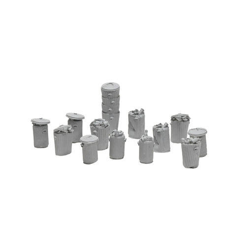 assortment of various trash cans 