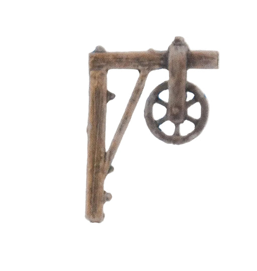 Pulley on wall mounted wood frame